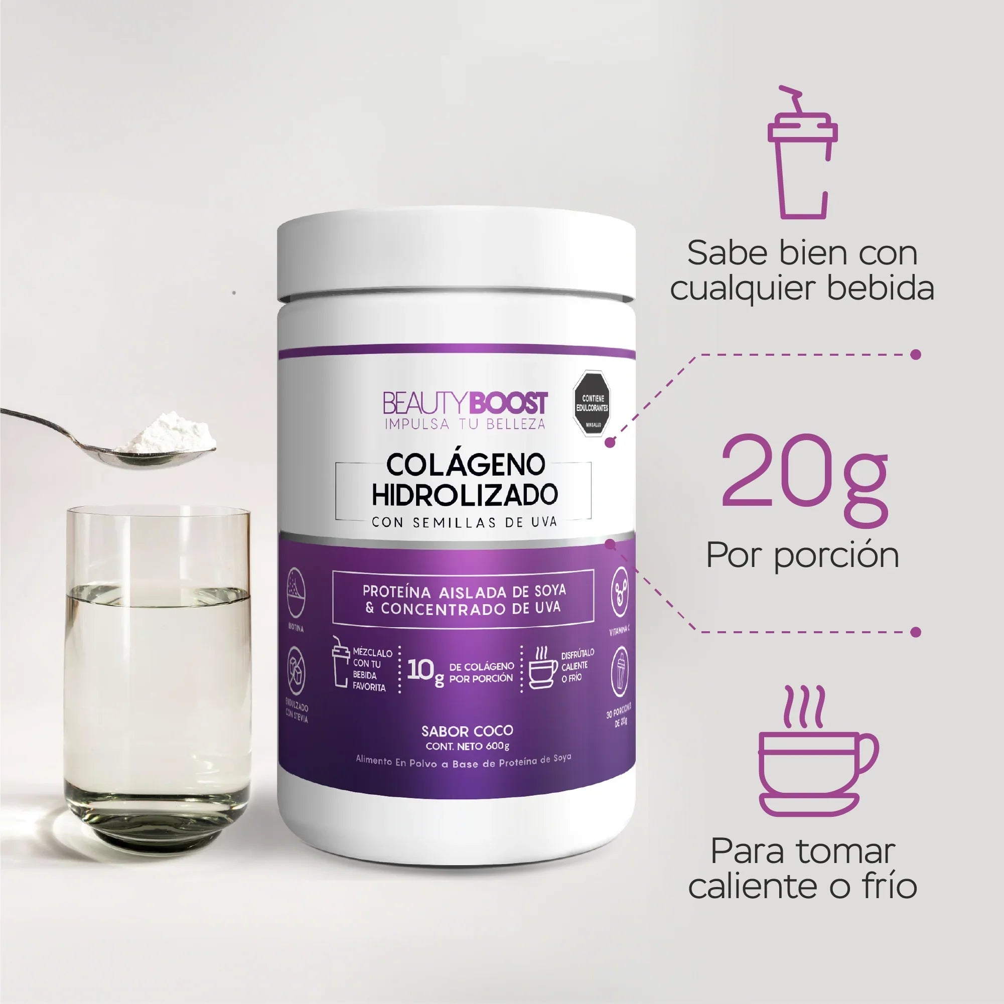 KIT X 3 COLÁGENOS HIDROLIZADOS SABOR A COCO + SIN SABOR + SABOR A CHOCOLATE